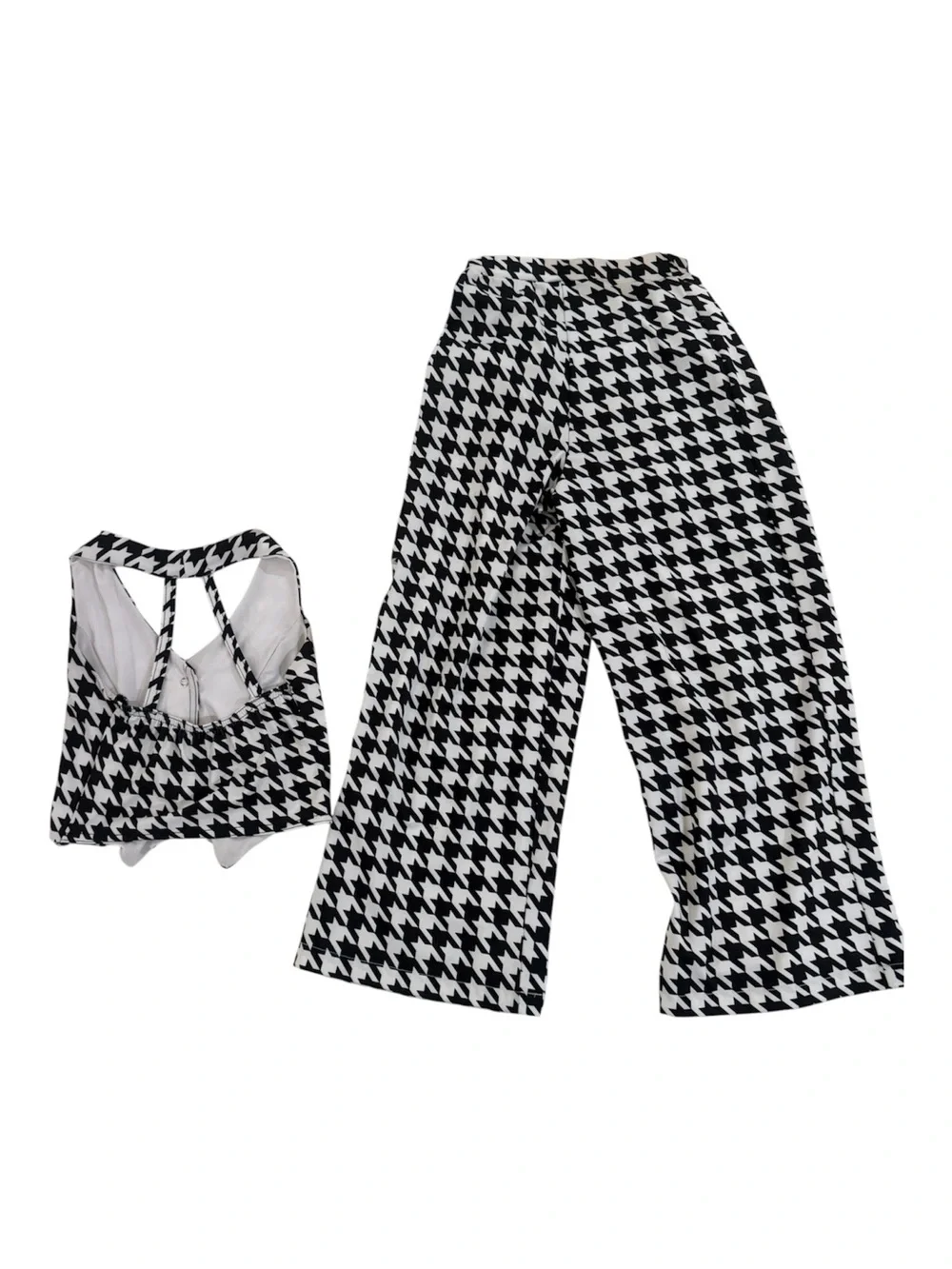 Kelle CHIC CHECK Houndstooth Pleated Pants and Vest - Black/White - MC